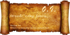 Orszáczky Ipoly névjegykártya